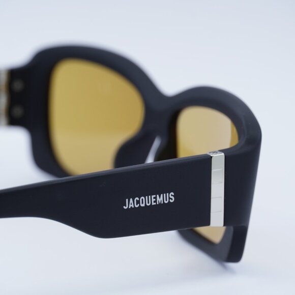 Jacquemus CROISIERE JAC/60 C5 Sunglasses Shiny Black Square Frame, Orange Lenses main image 6